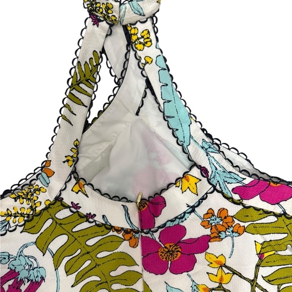 Trina Turk Aptos Halter Neck Floral Print Shift Dress White Multicolor Size 10 - Picture 3 of 10